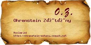 Ohrenstein Zétény névjegykártya